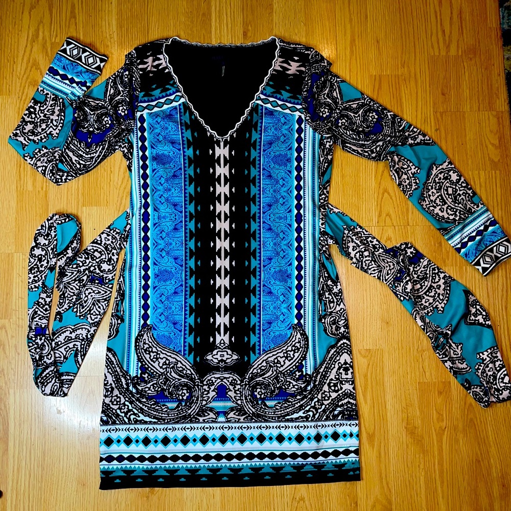 #7 Hale Bob Dress tie in back aztec jersey dress